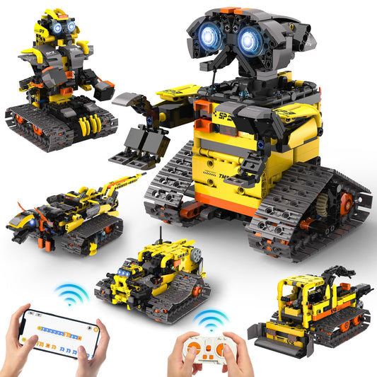 ADUSRIZ 5 in1 Stem Robot Building Kit for Kids Ages 8-13, 688 PCS Remote & App Controlled Dinosaur Car Building Toys for Kids Science Learning, Birthday Gifts for 8 9 10 11 12+ Years Old Boys Girls