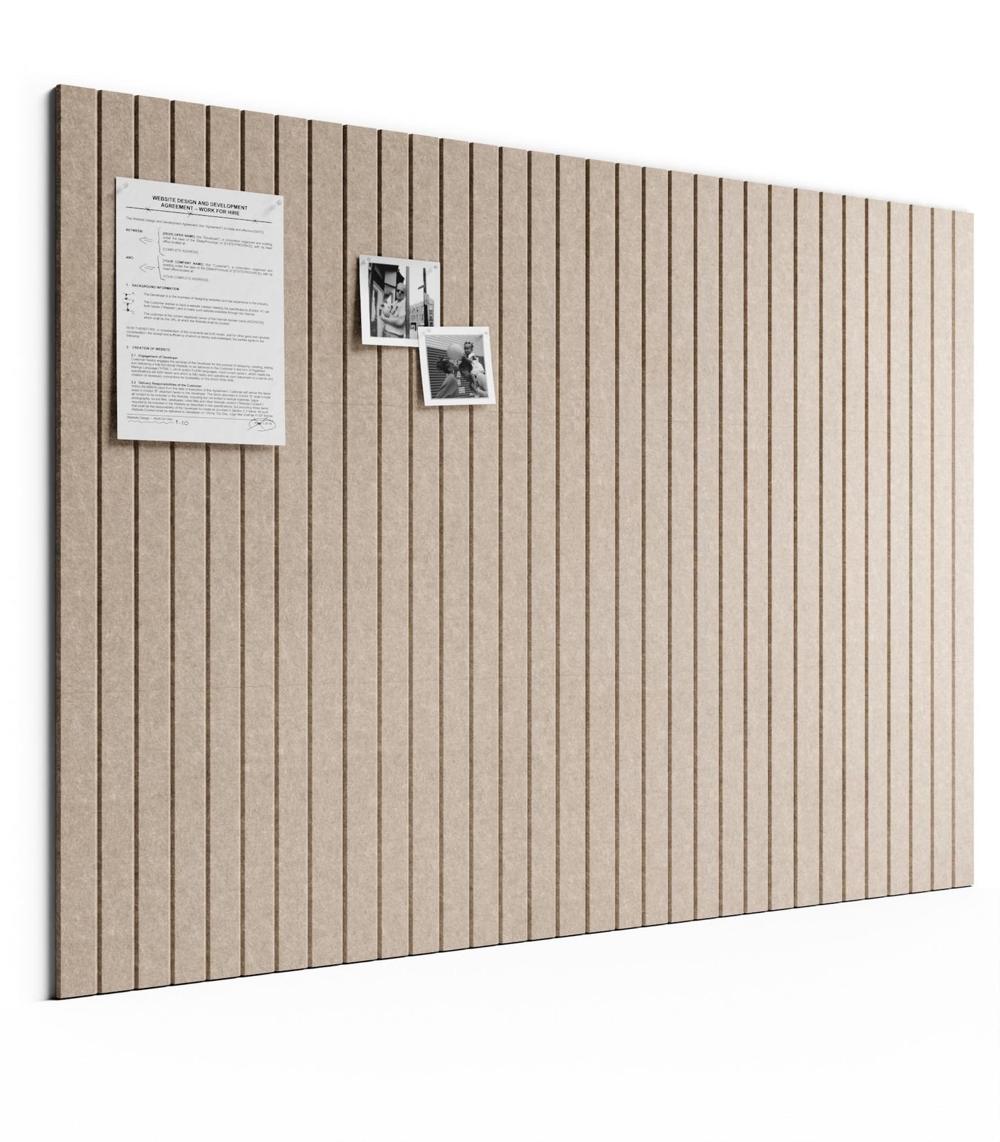 Bumusty Large Cork Board Alternative-48 x 36" Felt Bulletin Board Tiles, with 30 Pushpins, 70 Adhesive Tabs, Fine-Stripe 12-Pack, Cork Boards for Office Push Pin Board Felt Board-Taupe