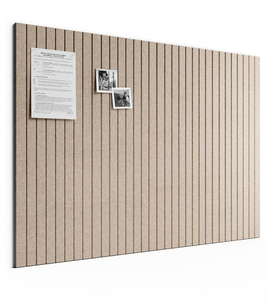 Bumusty Large Cork Board Alternative-48 x 36" Felt Bulletin Board Tiles, with 30 Pushpins, 70 Adhesive Tabs, Fine-Stripe 12-Pack, Cork Boards for Office Push Pin Board Felt Board-Taupe