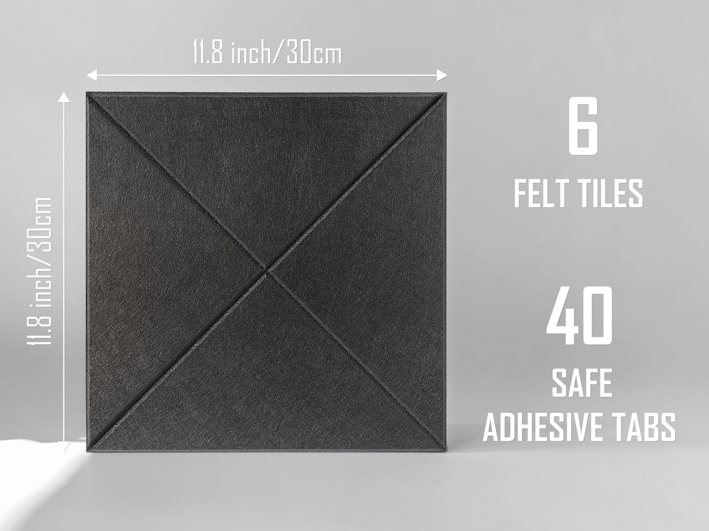 DECORITA Cork Board 24 x36 Alternative - 6 Pack Felt Wall Tiles with Safe Removable Adhesive Tabs, Cork Boards for Walls Cork Board for Home Office Pin Board Tack Board - Black