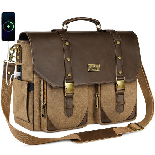 MATEIN Vintage Messenger Bag for Men, 15.6 inch Canvas Briefcase for Work