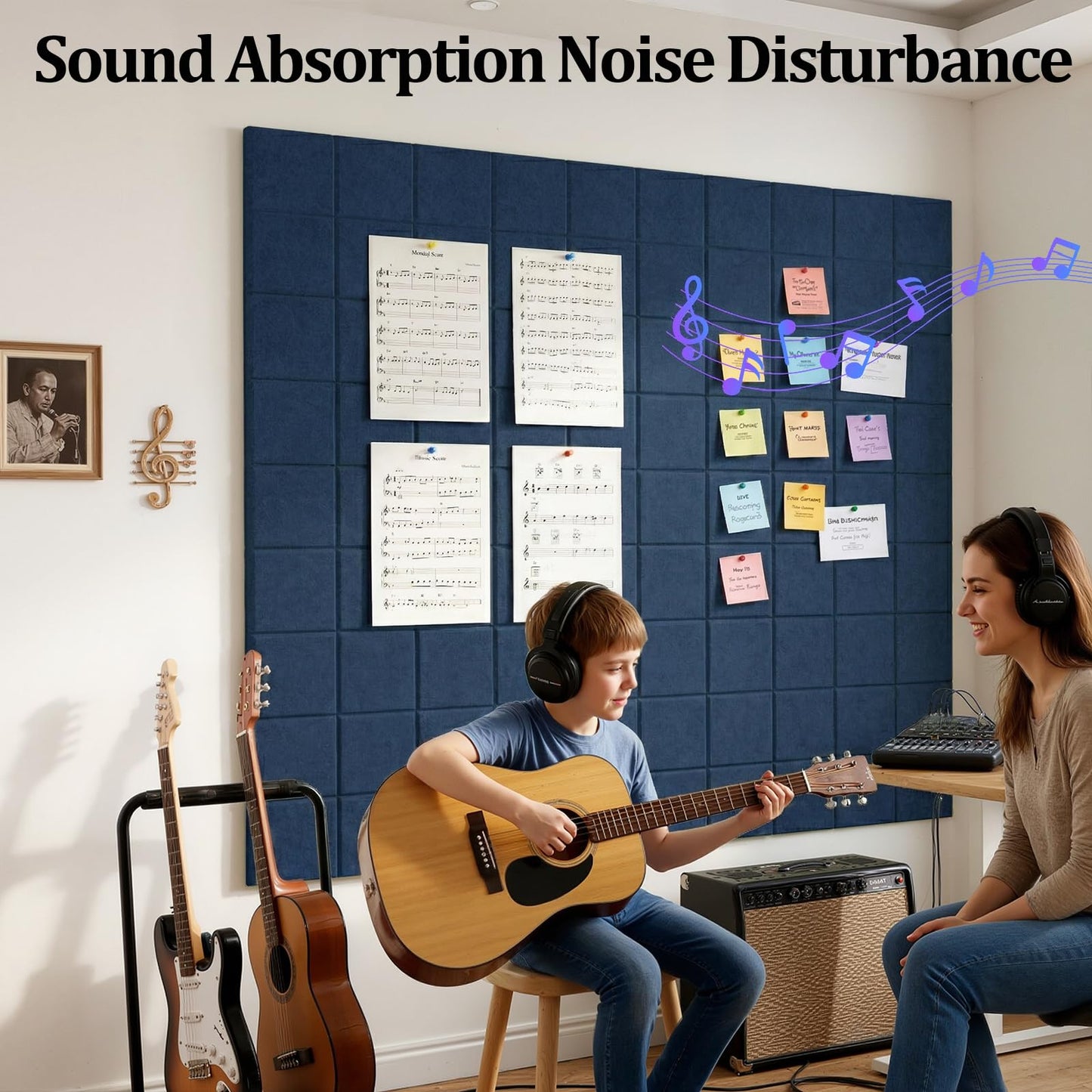 Large Felt Bulletin Board for Walls: 6-Pack Black Cork Board Alternative 11.8x11.8 Inch Peel and Stick Pin Board Wall Decor for Home Organization, Office Memo Board, Self-Adhesive Wall Tiles