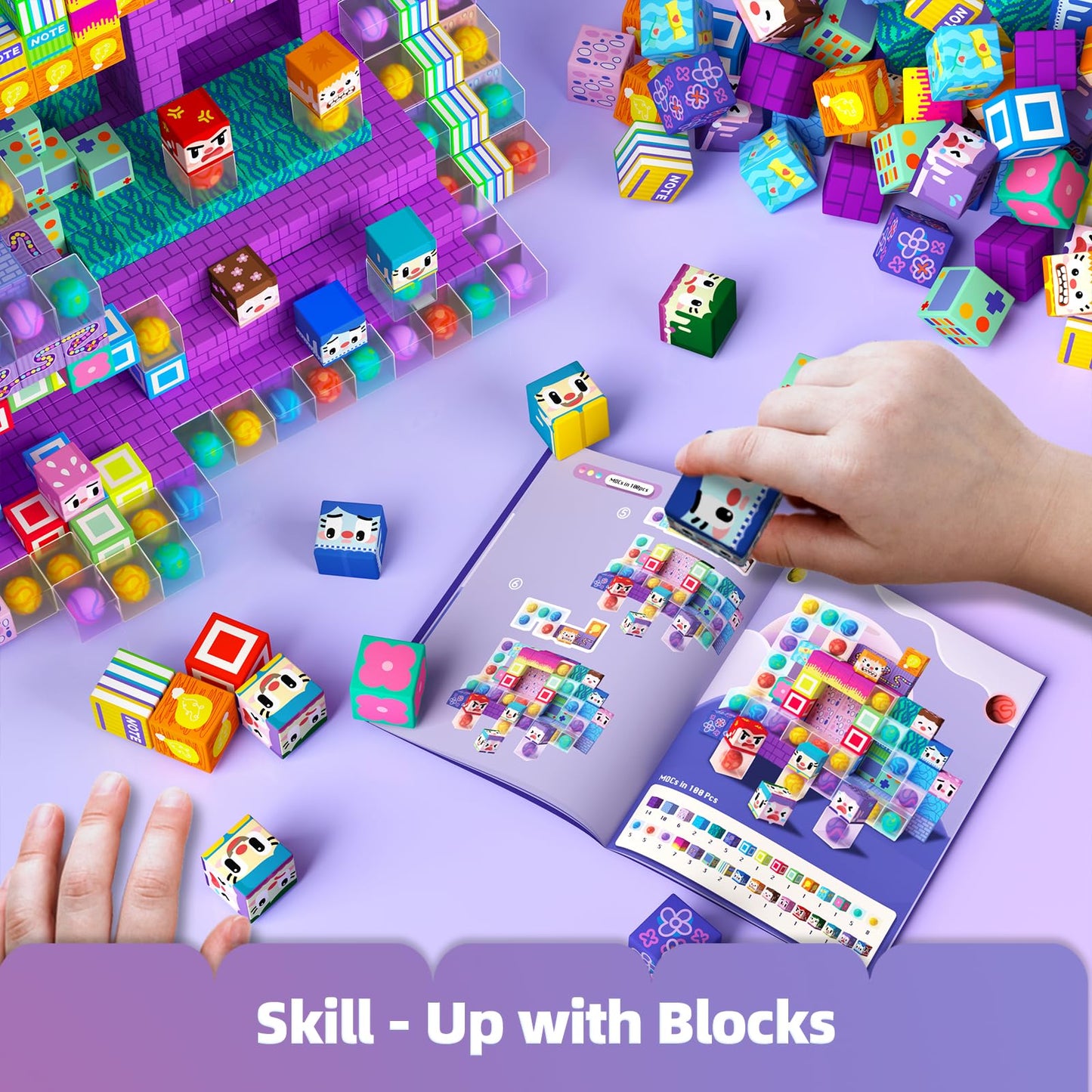 GobiDex 100PCS Magnetic Building Blocks for Kids 3+, Montessori Sensory Toys with Rolling Balls, STEM Educational Gift for Boys and Girls