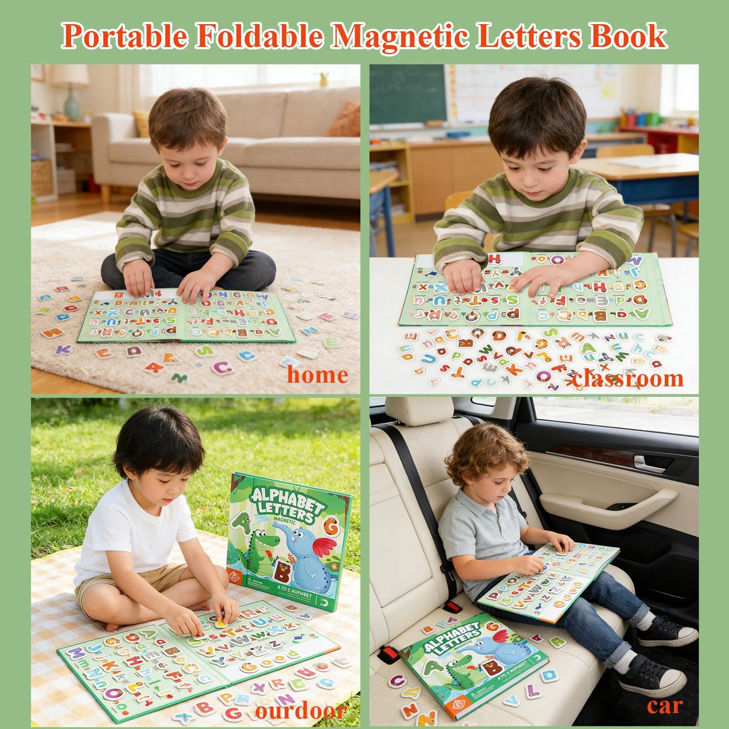 Upgrade Magnetic Letters Book for Kids, 78 PCS Magnetic Alphabet Letters, Uppercase & Lowercase ABC Magnets for Toddlers 1-3 Learning, Preschool Classroom Must Haves