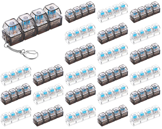 12 Pcs Keyboard Fidget Stress Relief Fidget Clicker Keyboards Set Clear Black Keyboard Decompression Button Stress Relief Gifts for Adults to Relieve Stresses Pass Time Party Favors