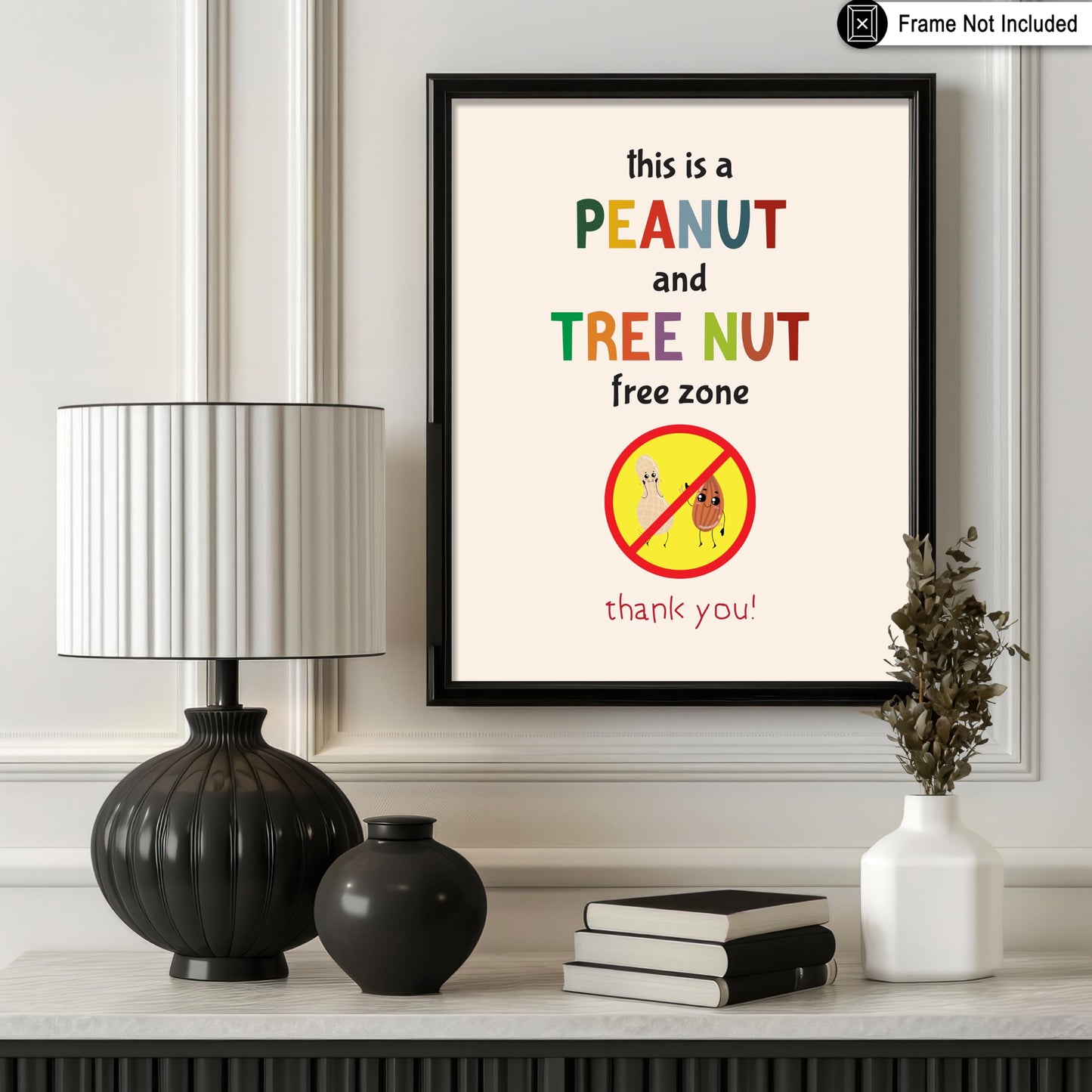 Poster Master Peanut and Tree Nut Free Zone Poster - Food Allergy Awareness Print - Preppy Art - Educational Art - Decor for School or Classroom - 8x10 UNFRAMED Wall Art