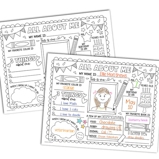 Hadley Designs All About Me Posters for Classroom Must Haves - 20 Star Student Poster, 100 Days of School Items, Star of The Week Poster Elementary Classroom Decor, End of School Year Teacher Supplies
