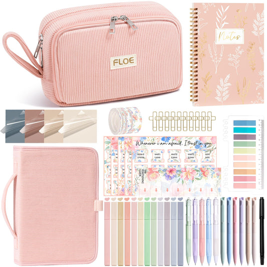Bible Study Supplies Journaling Kit for Women with Bible Cover Case, Christmas Christian Gifts for Women Mom, Bible Study Tools Accessories Set w/Highlighter Pen, Pencil Case Notebook Annotation Kit