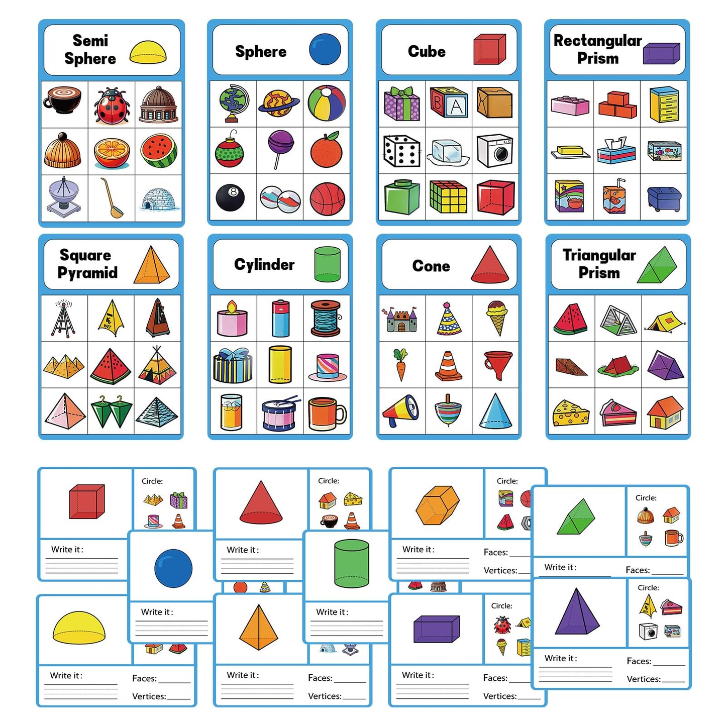 Odoorgames 100 Pcs 3D Shapes for Teaching - Geometric Solids and Geometry Manipulatives for Classroom - Enhance Learning Experience