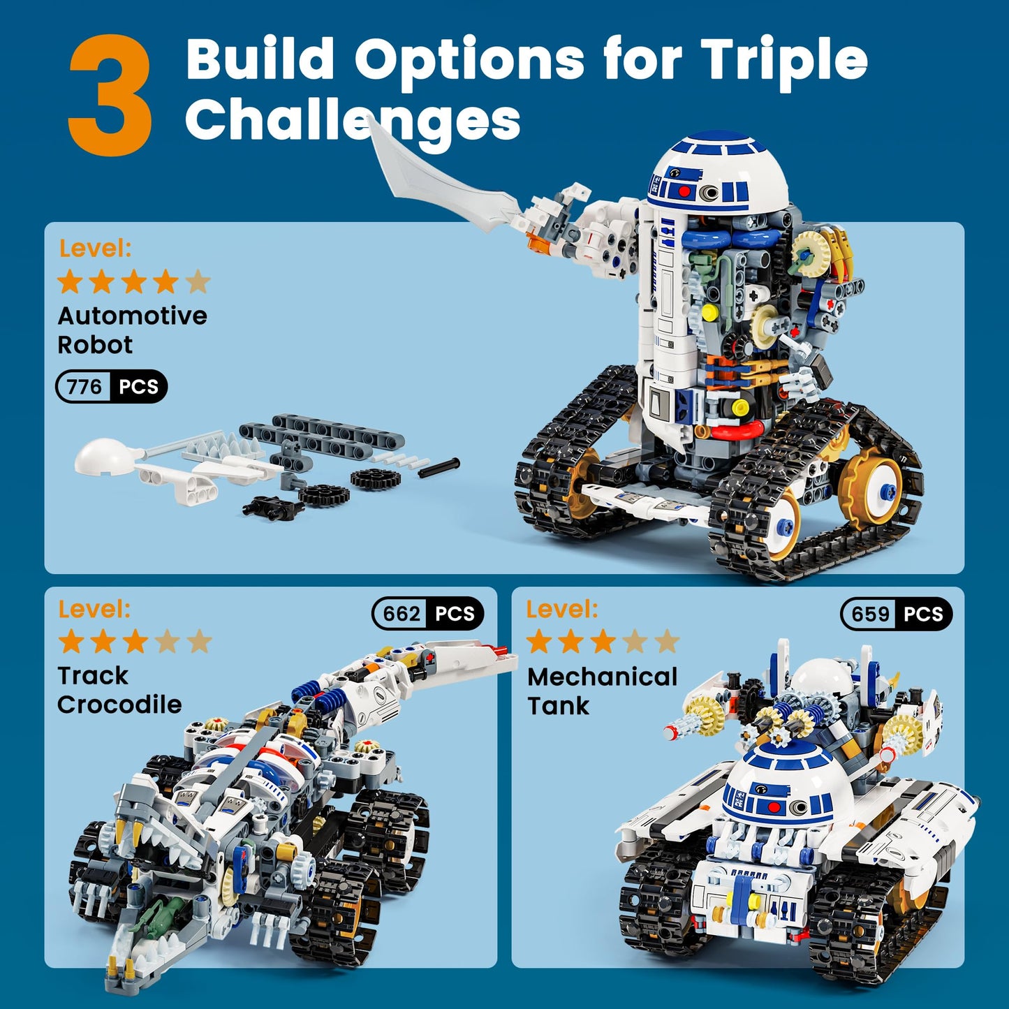 Glikid STEM RC Robot Building Kit - 3 in 1 APP & Remote Control Robotics for Kids Ages 8-12, DIY Educational Toy Programming & Science Project Kit, Birthday Gifts for Boys Girls