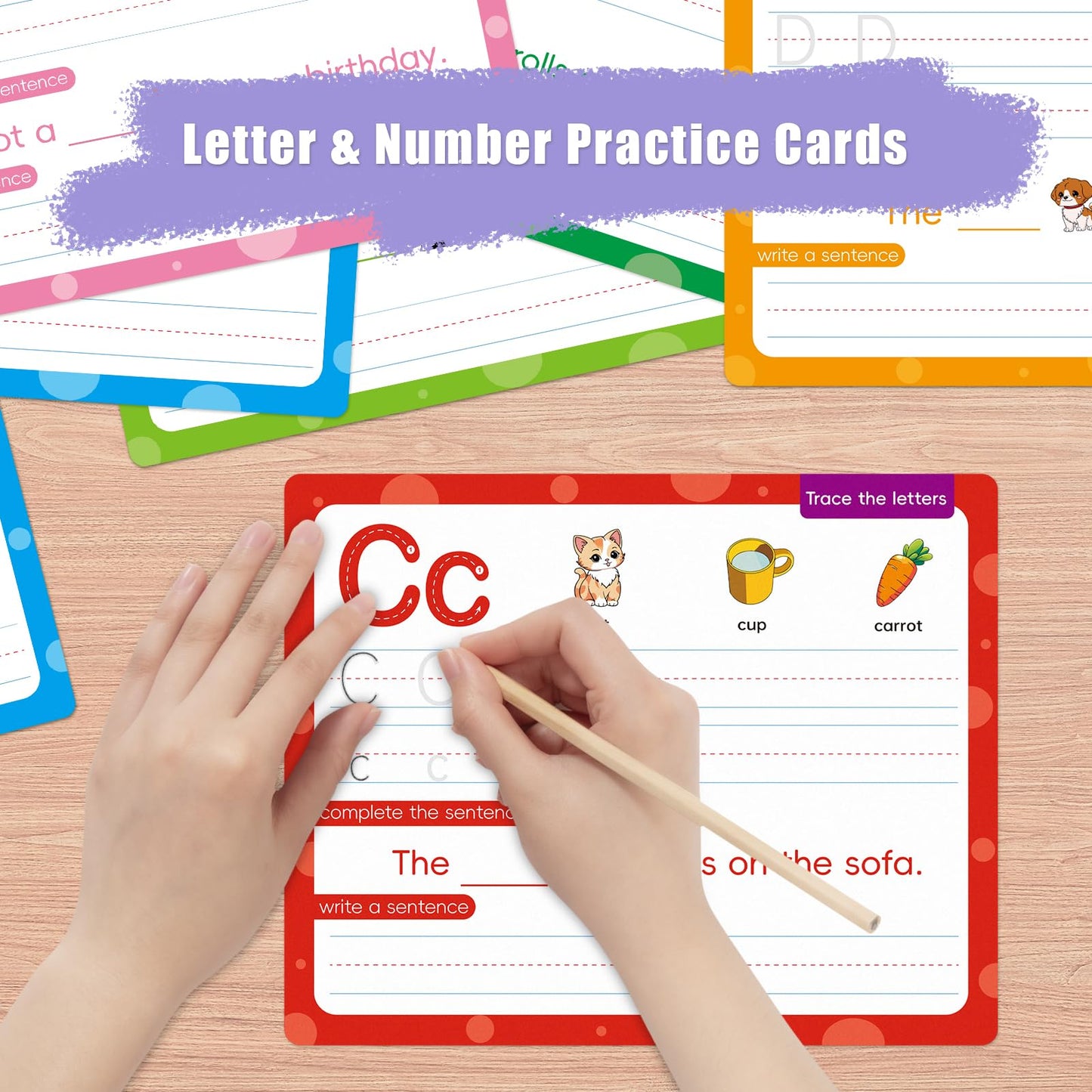 Edumix ABC Handwriting Drawing Practice Cards,Alphabet & Number Dry Erase Board for Kids,Phonics Sight Word Flash Card,Letter Practice for Kindergarten,Perfect for Preschool, Homeschool & Kindergarten
