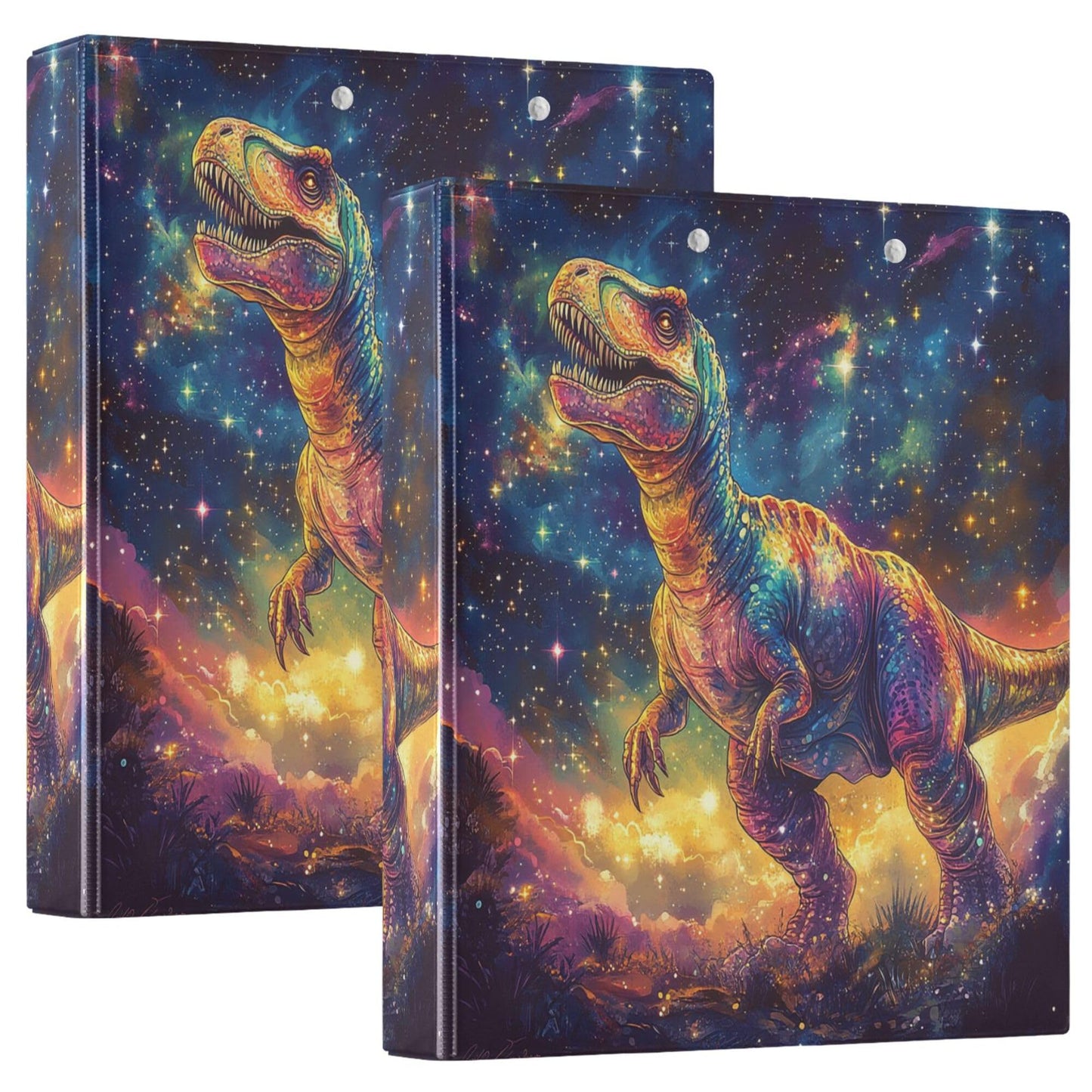 T. Rex Round Ring Binders 1.5 Galaxy Tyrannosaurus Animals 3 Ring Clipboard Binder for Office School Work Supplies File Folder 200 Sheet Capacity Easy Open