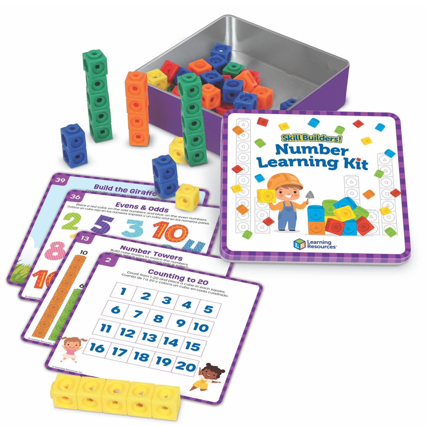 Learning Resources Skillbuilders Numbers Learning Kit - Math Manipulatives, Linking Cubes, Homeschool Supplies, Preschool Classroom Must Haves, Toddler Activities