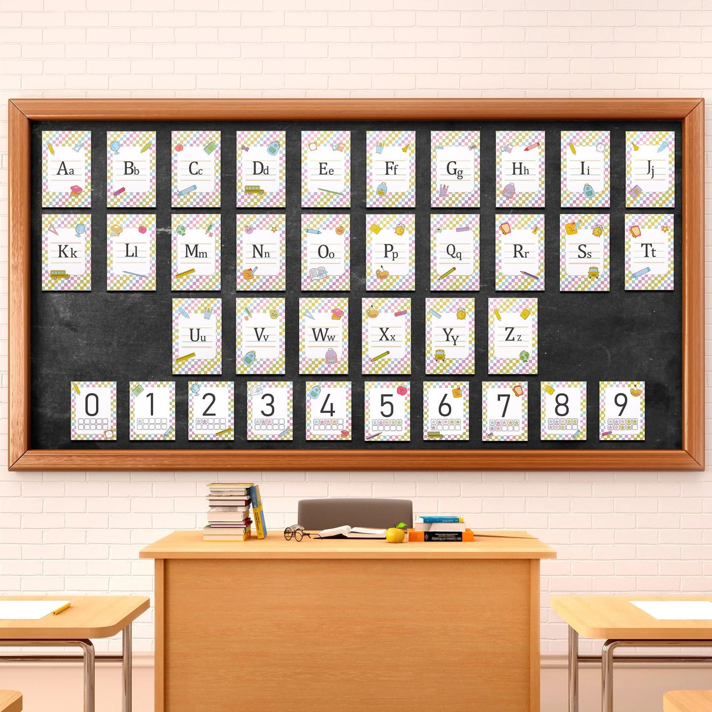 Tinlade 36 Pcs School Composition ABC Alphabet Number Educational Learning Cards Decorations for Bulletin Board, Walls, Desks, Windows, Doors, Lockers, Schools, Classrooms, Homeschool and Offices
