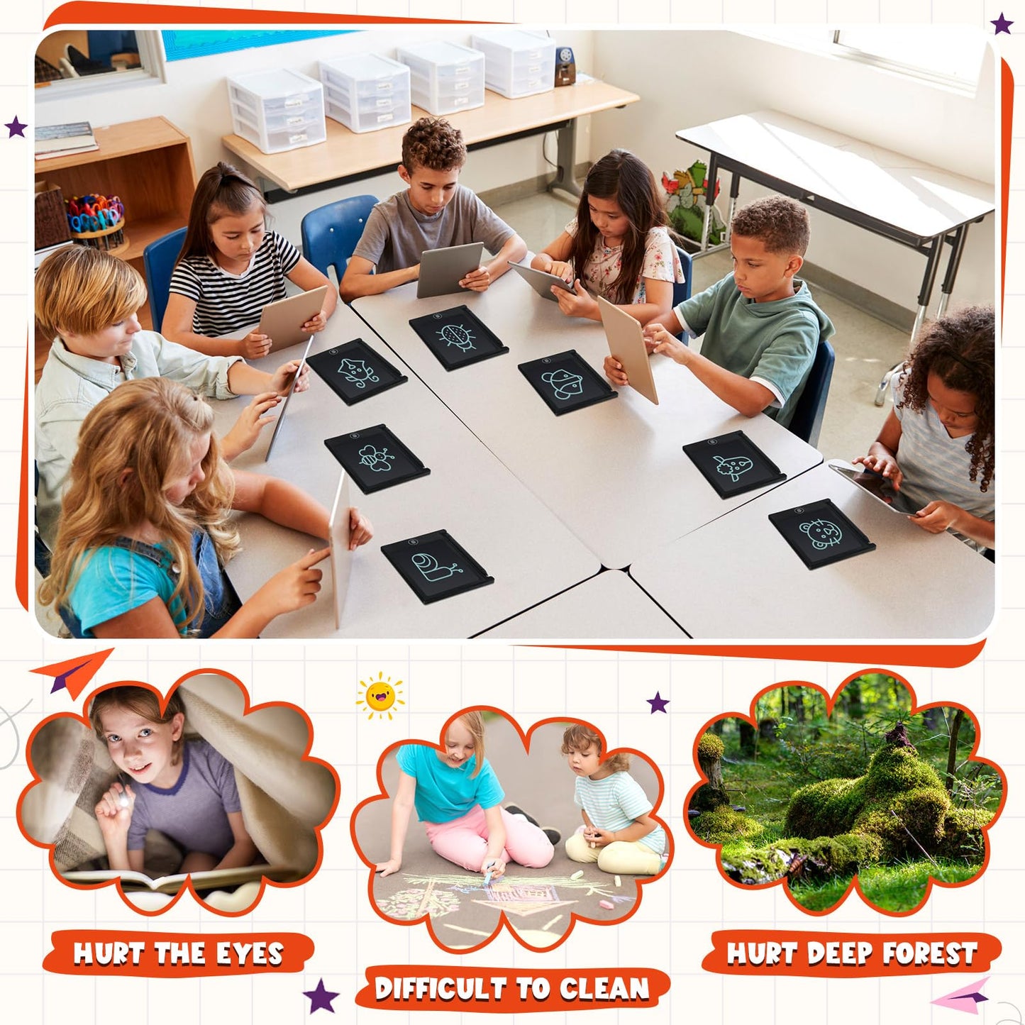 Nezyo 16 Pack 4.5 Inch Mini LCD Writing Tablet for Kids Electronic Doodle Board Bulk Erasable Drawing Tablet Reusable Writing Pad for Girls Boys Party Favor Goodie Bag Classroom Gifts(Black)