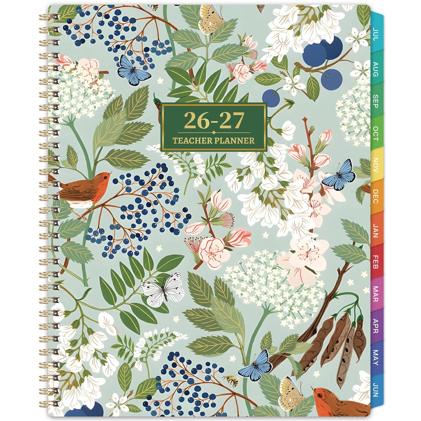 Teacher Planner 2026-2027 - Teacher Lesson Planner 2026-2027, 8.3" x 11", Jul.2026 - Jun.2027, Academic Planner, Weekly & Monthly Lesson Plan Book for Teachers with Back pocket, Colorful Tabs - Floral