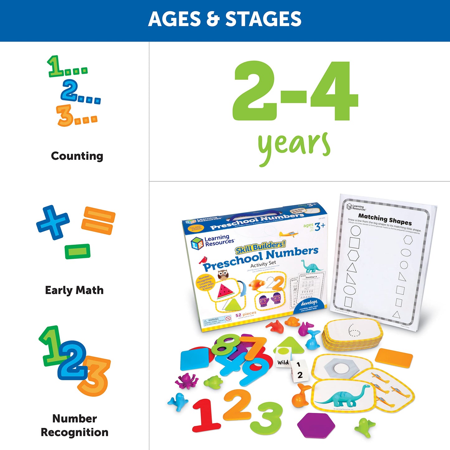 Learning Resources Skill Builders Preschool Numbers - Back to School Supplies, Teacher Must Haves, Toddler Learning Activities, Ages 3 and Up