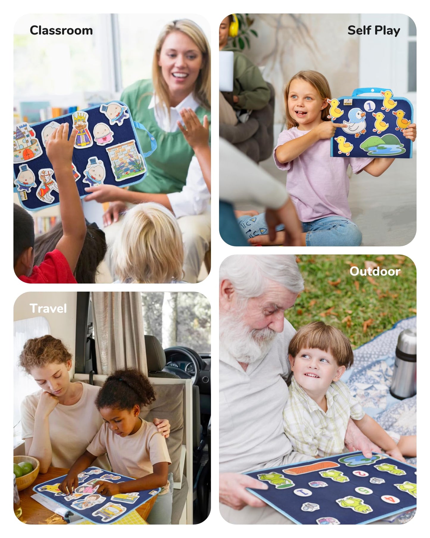 CHEFAN 12 Pack Felt Storyboard Pieces for Toddler, Flannel Board Stories for Preschool Activities, 5 Little Duck and 11 Other Stories