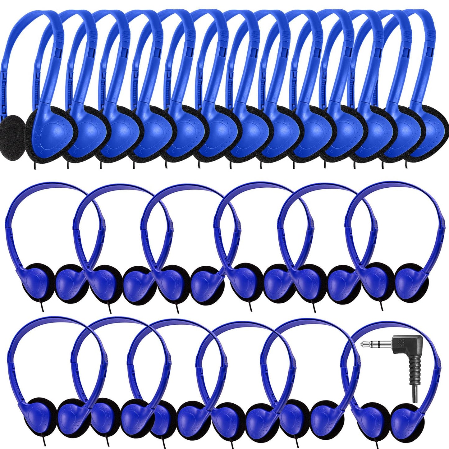 CN-Outlet 100 Pack Classroom Headphones Bulk for Kids School Class Set Headsets for Students Teens Toddler Childeren and Adults, Wholesale 3.5mm Pulg Wired Earphones-Upgrade (Dark Blue, 100 Pack)
