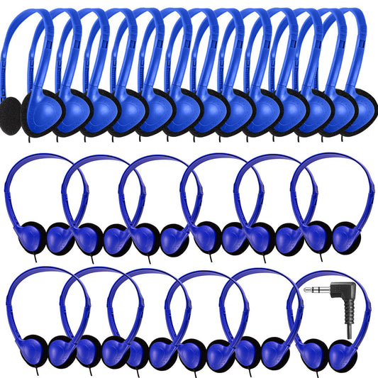 CN-Outlet 100 Pack Classroom Headphones Bulk for Kids School Class Set Headsets for Students Teens Toddler Childeren and Adults, Wholesale 3.5mm Pulg Wired Earphones-Upgrade (Dark Blue, 100 Pack)