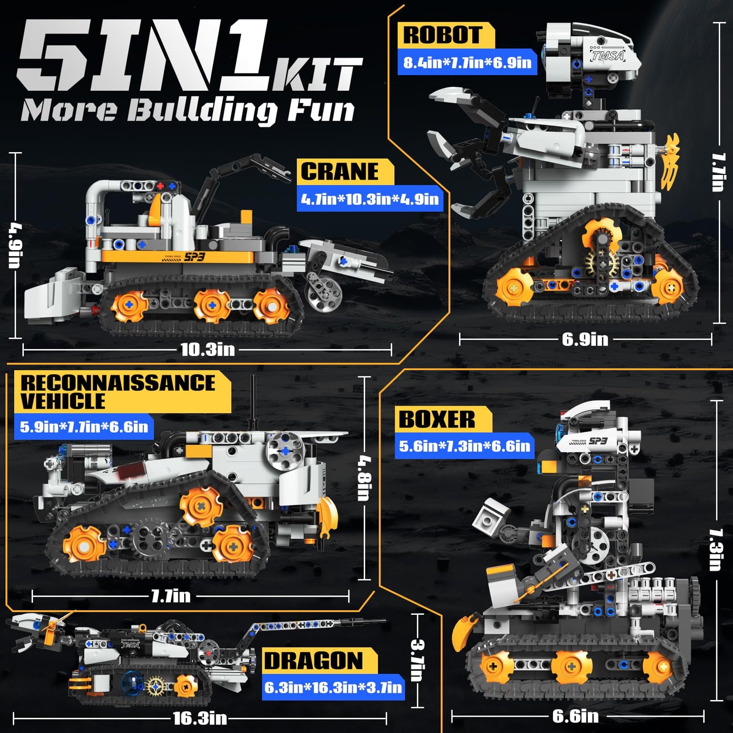 HPROMOT 5-in-1 STEM Robot Building Kit, 688 Pcs Remote & APP Controlled Educational Robot Toys, DIY Science Engineering Building Blocks for Kids Ages 8-16, for Boys & Girls