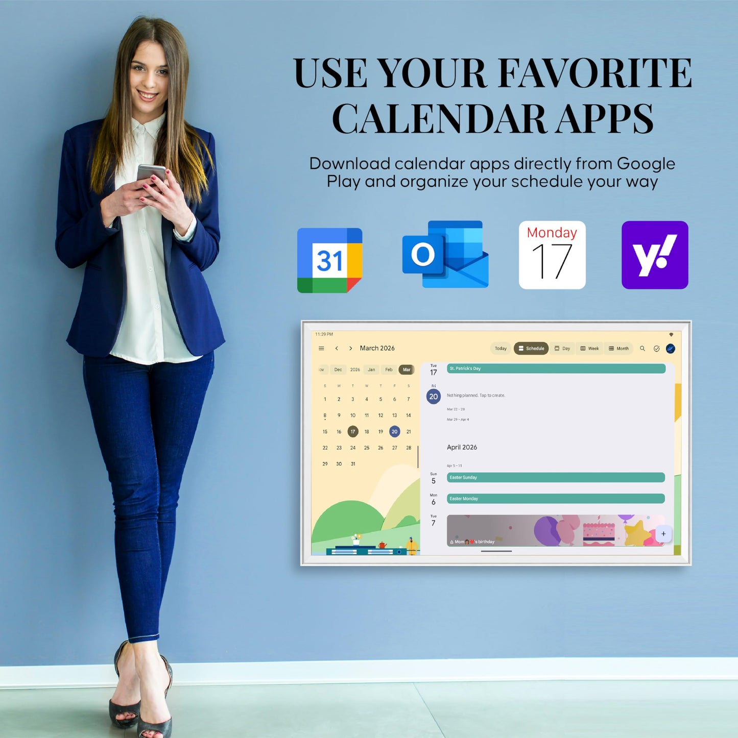 Mazera 21.5" Smart Family Hub & Digital Calendar - Electronic Wall Planner, Touchscreen Family Dashboard, Shared Calendar, No Subscription, Install Apps, Sync Schedules, Meal Planner, To Do Lists, Wall Mount & Stand