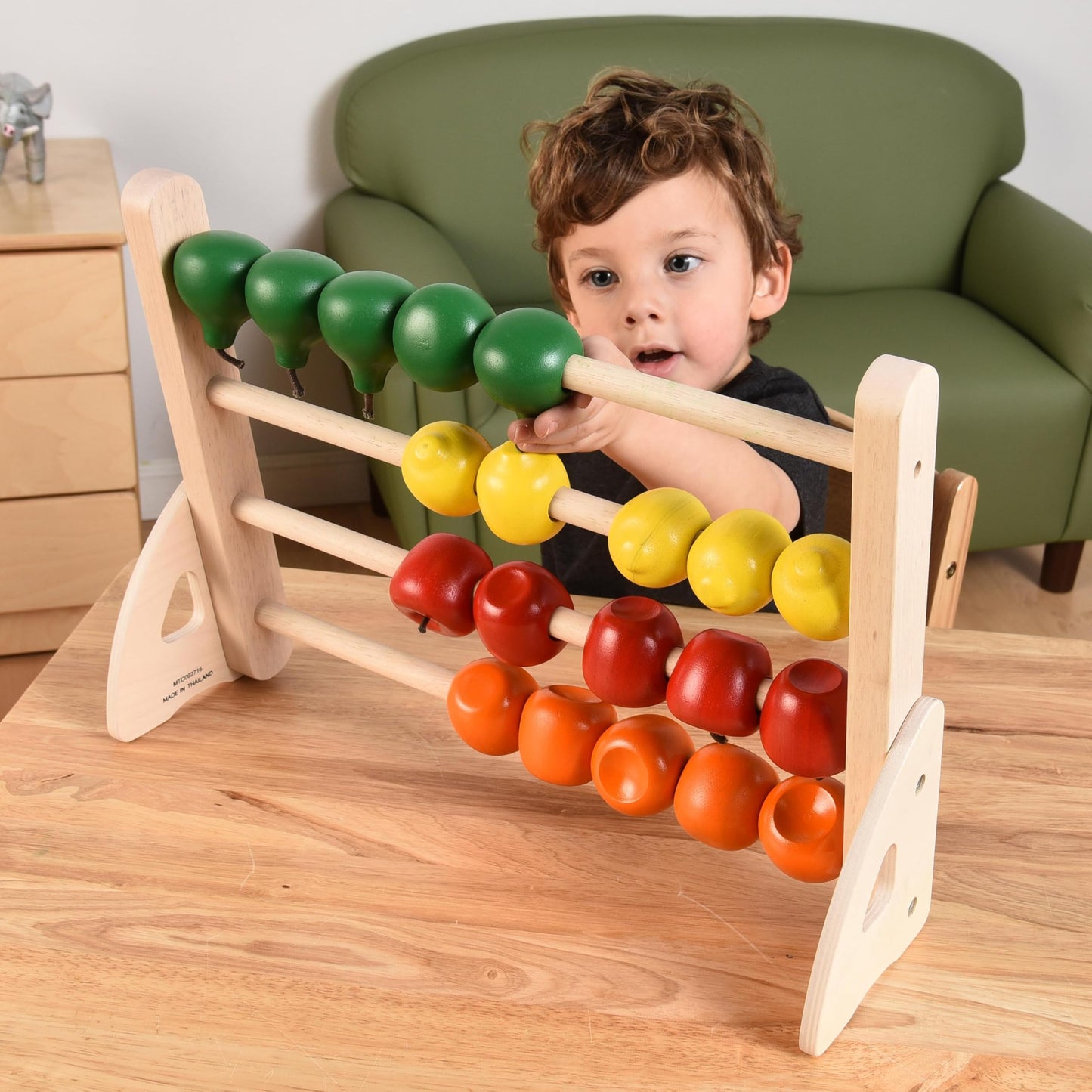 Montessori Hardwood Fruit Abacus – Toddler Counting & Color Recognition Math Toy for Fine Motor Skills, Early Childhood & Special Needs Learning