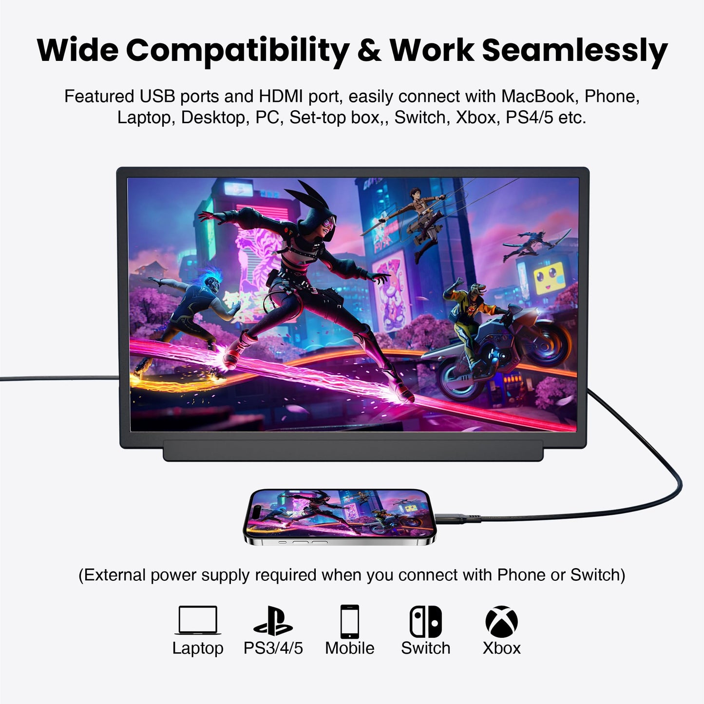 kasorey Laptop Screen Extender, 15.6" FHD 1080P Detachable Laptop Monitor Extender for 13-17.3" Laptop, Plug-Play Portable Laptop Extended Monitor, Slim 0.27'' Travel Monitor for Wins/Mac/Android/PS5