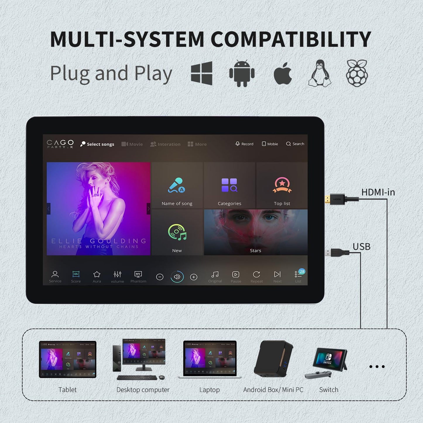 TouchWo 17.3 inch Capacitive Multi-Touch Screen Industrial Monitor, 16:9 Display 1920 x 1080P, Built-in Speakers, VGA & HD-MI Monitor for PC, POS, Small Business, Restaurant, Bar