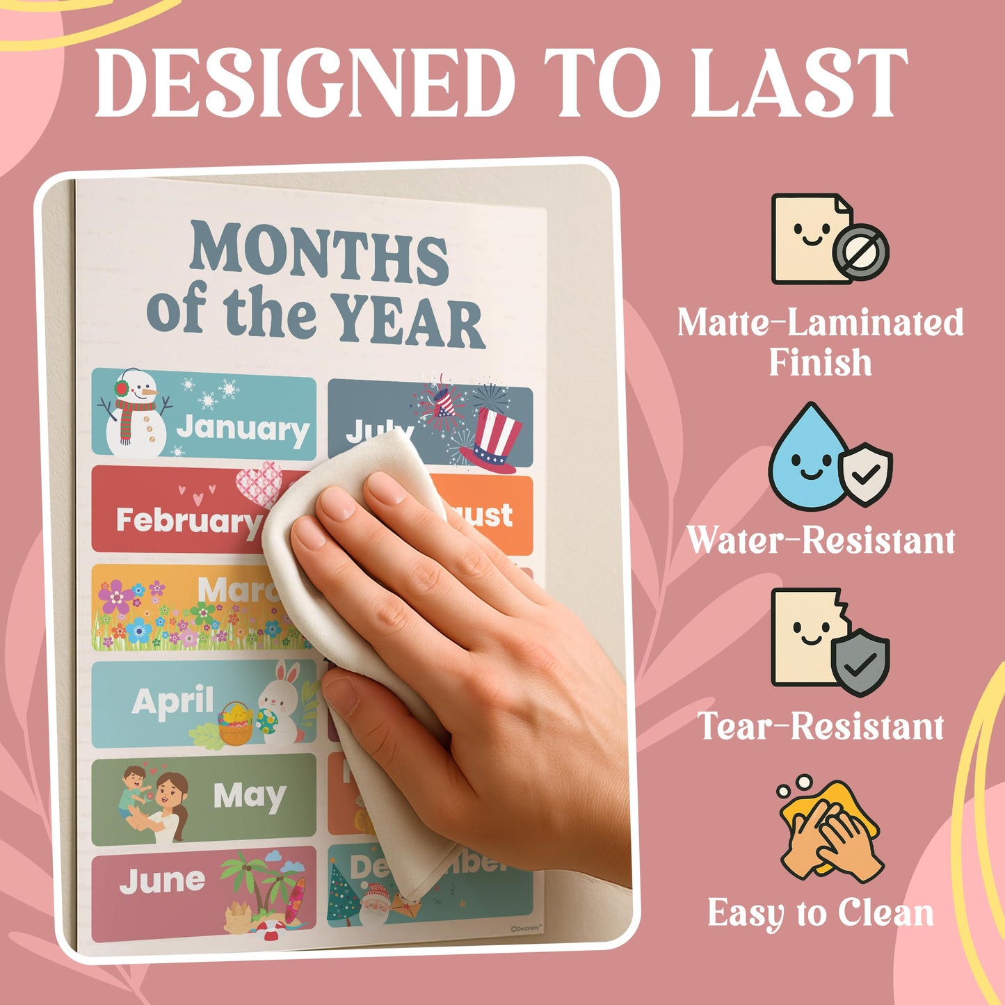 Decorably 20 Boho Learning Posters for Kids Ages 3-5, 11x17in Educational Matte-Laminated for Classrooms, Homeschool, School Hallways, Bulletin Boards