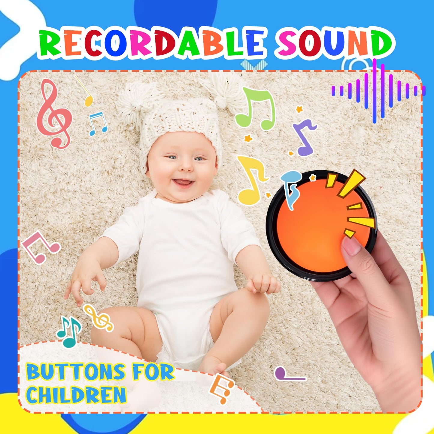 Ovveroche 8 Pieces Recordable Answer Buzzers Button Answer Buzzers Game Show Buzzer Recordable Button Classroom Buzzers Perfect for Study Office Home and Pet Buttons Training Toy