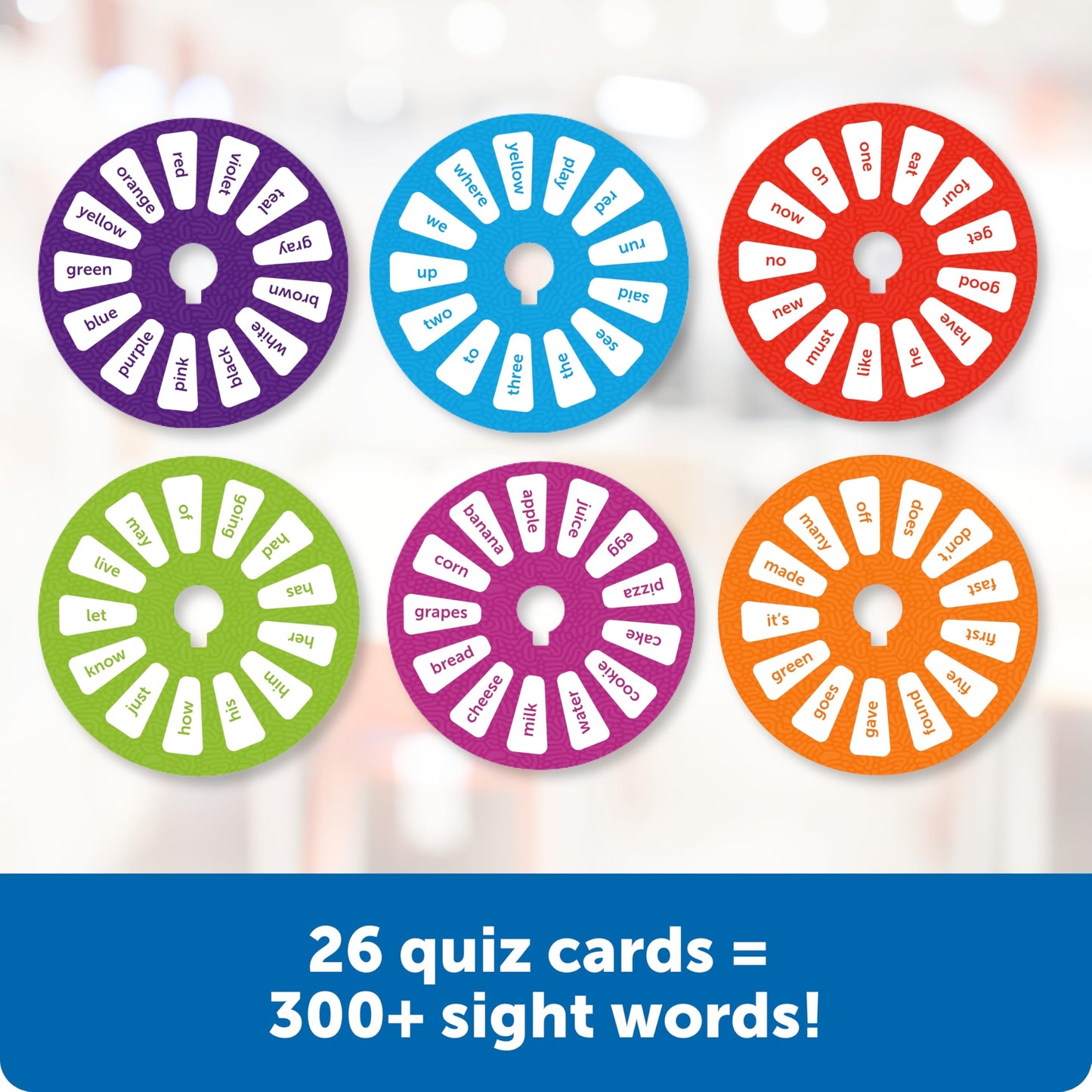 Learning Resources Skill Builders Sight Words Quiz Wheel, Reading Games, Sight Words Flash Cards Kindergarten, Learning Activities, Ages 5 and Up, 16 Pieces