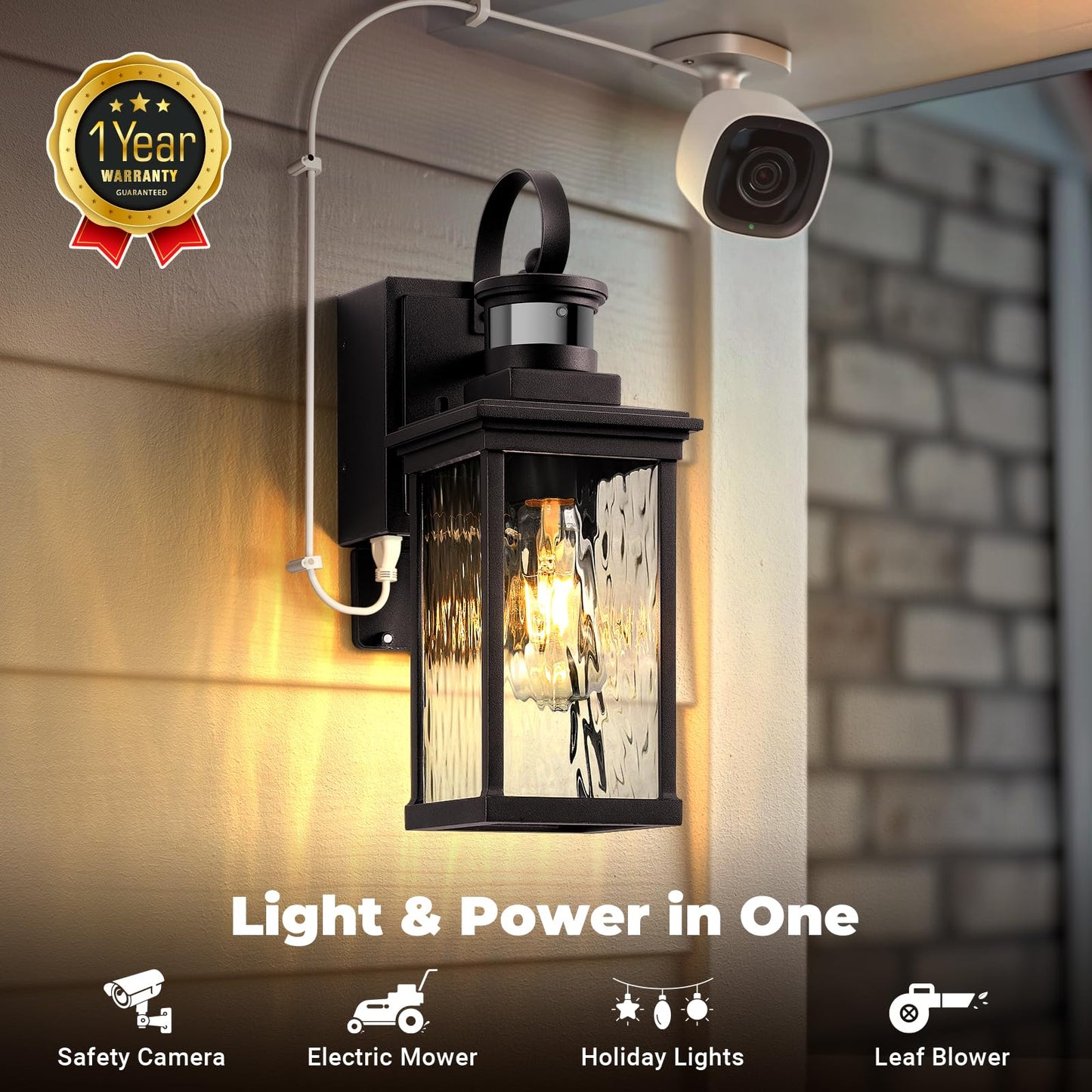 OPAXIS Outdoor Porch Lights with GFCI Outlet, Motion Sensor, Aluminum, 1-Pack, Oil-Rubbed Bronze, Model P81611