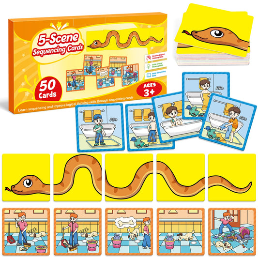 Kasfalci Sequencing Cards,Sequence Board Game for Kids,Speech Therapy Materials Toys for Autism,Story Storytelling,Social Skills,Sentence Building,Preschool Learning Activities,Classroom & Homeschool