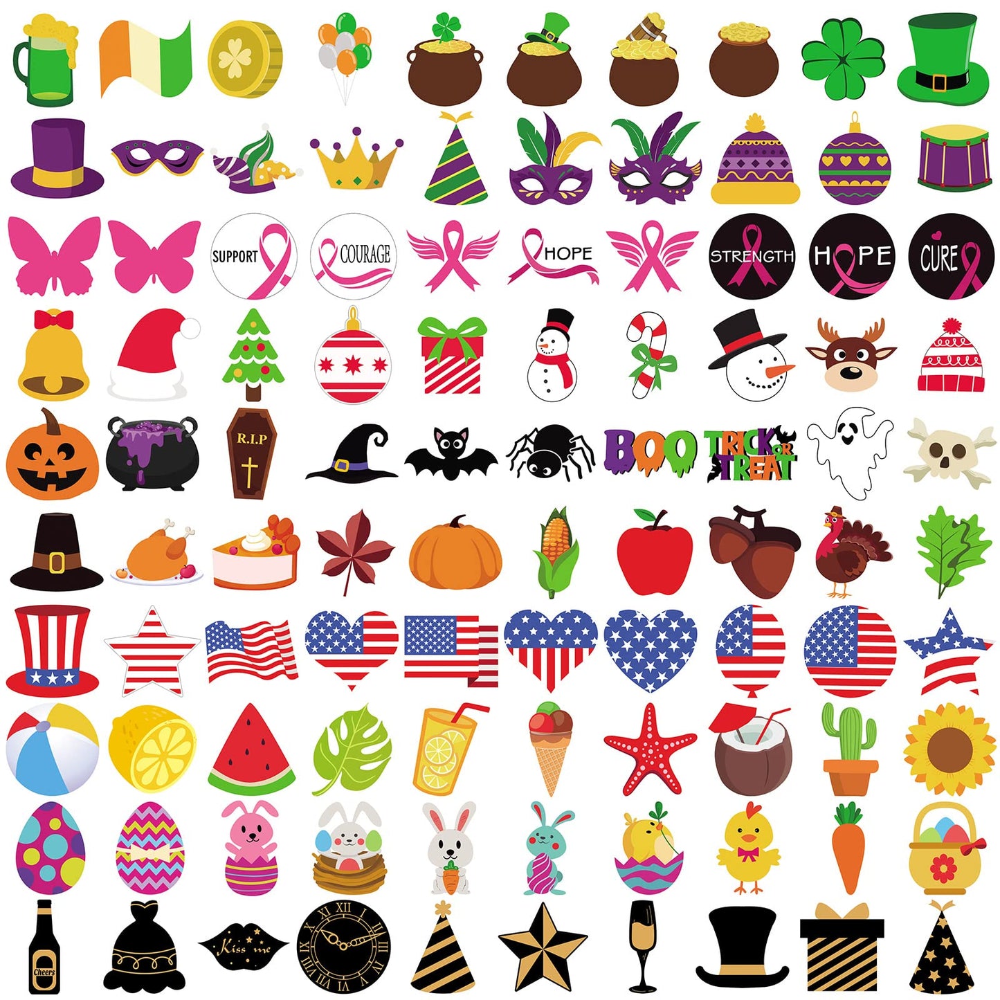 Oudain 100 Pcs Seasonal Letter Board Accessories Icons for Felt Bulletin Graduation Decoration Hawaii Independence Day Board Decoration Letterboard Accessories Holiday Pieces Changeable with Adhesive