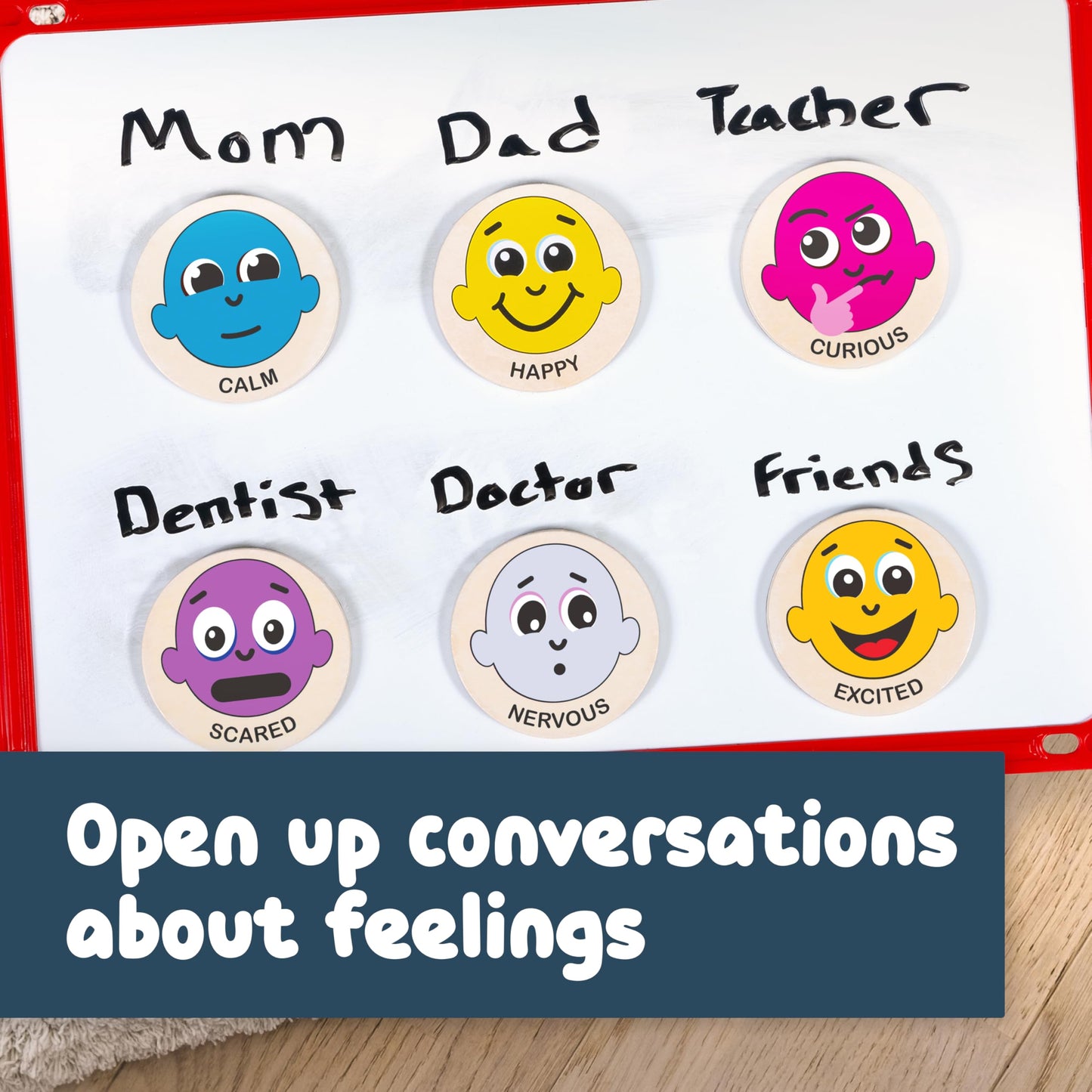 Spark & Wow Wooden Magnets | Emotions | Magnets for Kids Ages 2+ | Open-Ended Play | Social Emotional Learning Activity