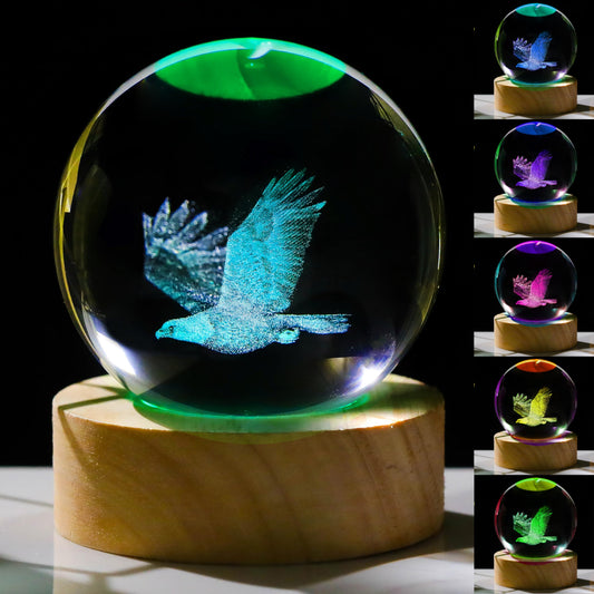 3D Eagle Gifts for Women Crystals Ball 60mm - Eagle Figurines Decor Glass Animals Figurine Eagle Decor Stuff for Room Birthday for Best Friend Eagle Lovers Keepsake Paperweight