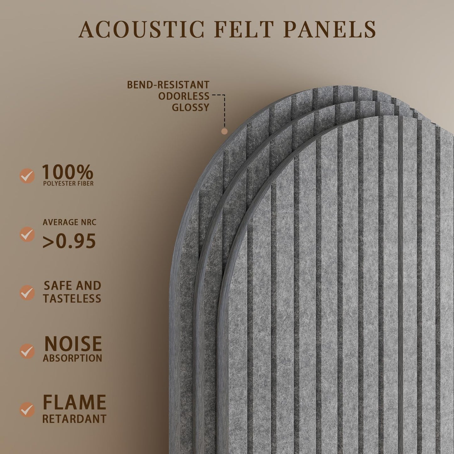 JBER Large Arched Felt Bulletin Board 36" x 24" - 6 Pack Felt Wall Tiles, Cork Board Alternative to Use in Office & Home Decor, Classroom Decor, Vision Board to Display Your Photos(Light Gray)