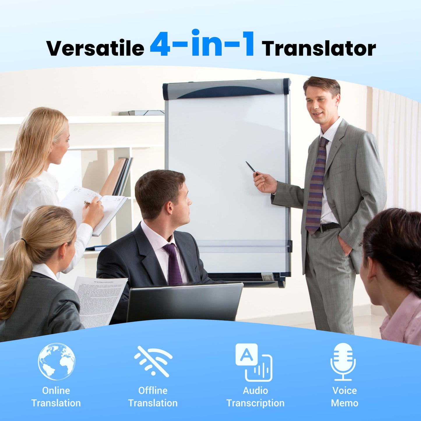 Anfier G9 Language Translator Device, Real-time AI Voice Translation in 144 Languages, Offline 11-Language Two-Way Traductor, Instant Pocket Ingles Español Translators for Business Travel Study White