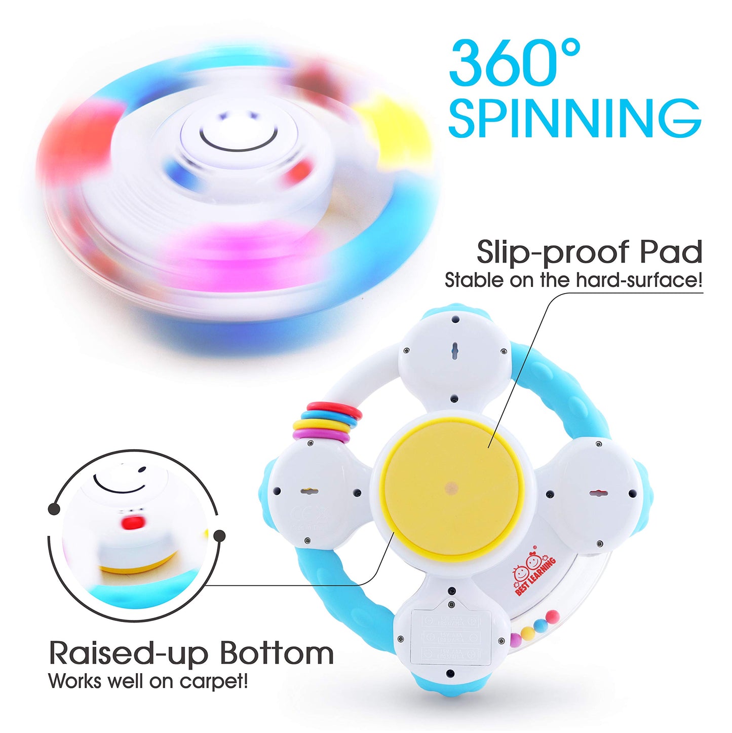 BEST LEARNING My Spin & Learn Steering Wheel - Interactive Educational Toys for 6 to 36 Months Old Babies & Toddlers - Learn Colors, Shapes, Feelings & Music - Birthday Gifts for Children