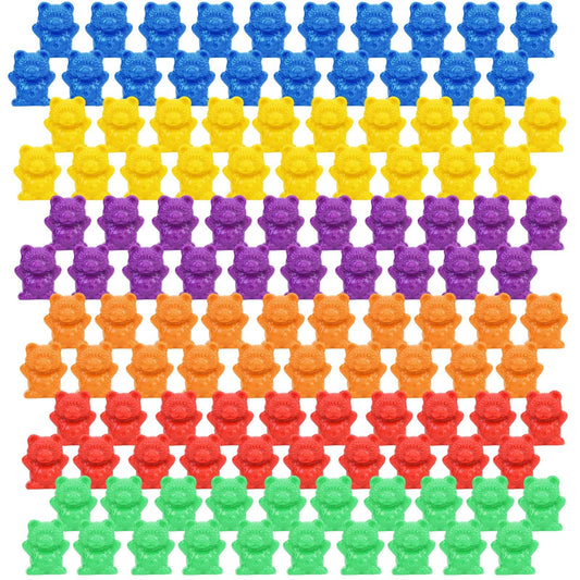Timoo 120 Pcs Rainbow Counting Bears Math Manipulatives Color Sorting Bears Counting Bears (Green & Purple & Blue & Orange & Red & Yellow)