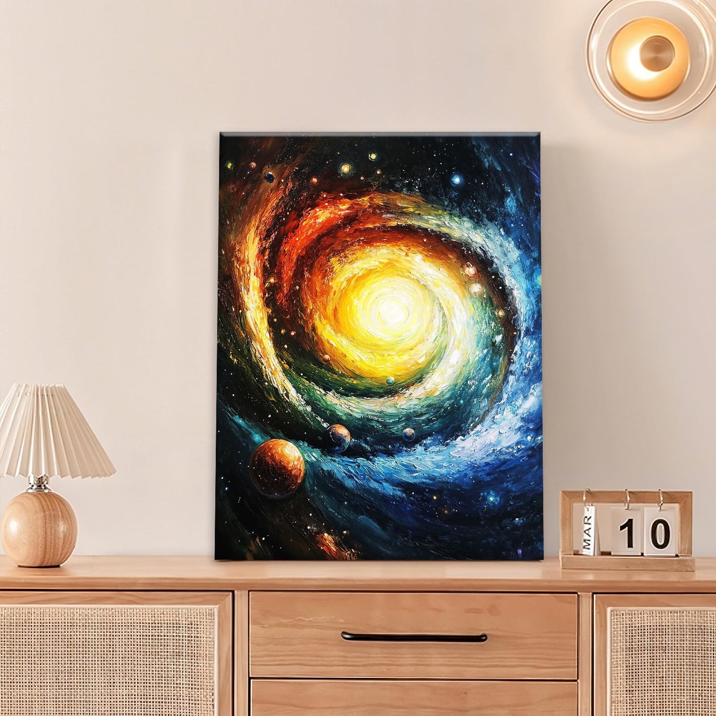 Space Wall Art Solar System Pictures Wall Decor Galaxy Canvas Prints Framed Artwork Paintings Home Office Decorations For Bathroom Kitchen Bedroom Living Room 12"x16"