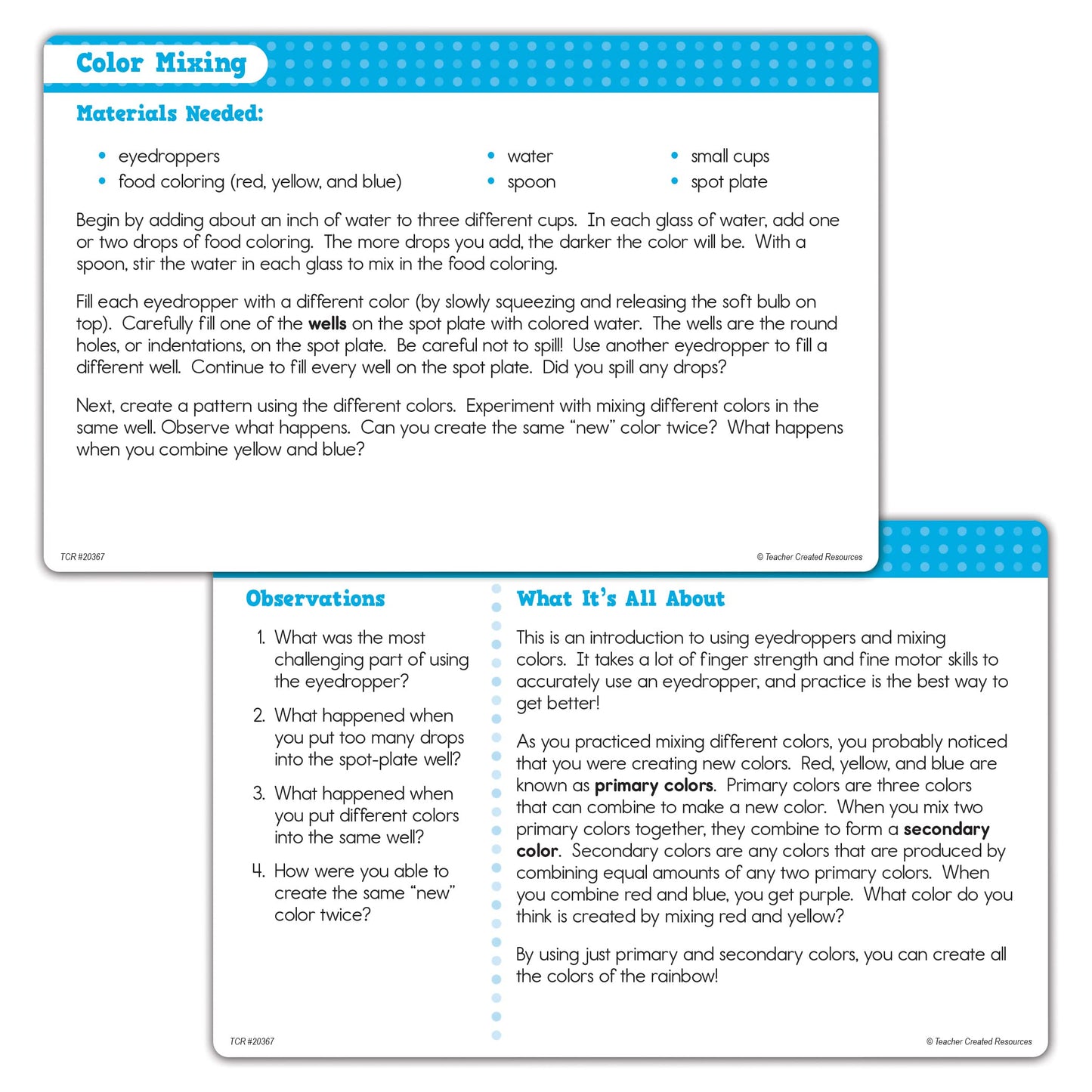 Teacher Created Resources Up-Close Science: Eyedroppers & Spot Plates Activity Set (TCR20367)