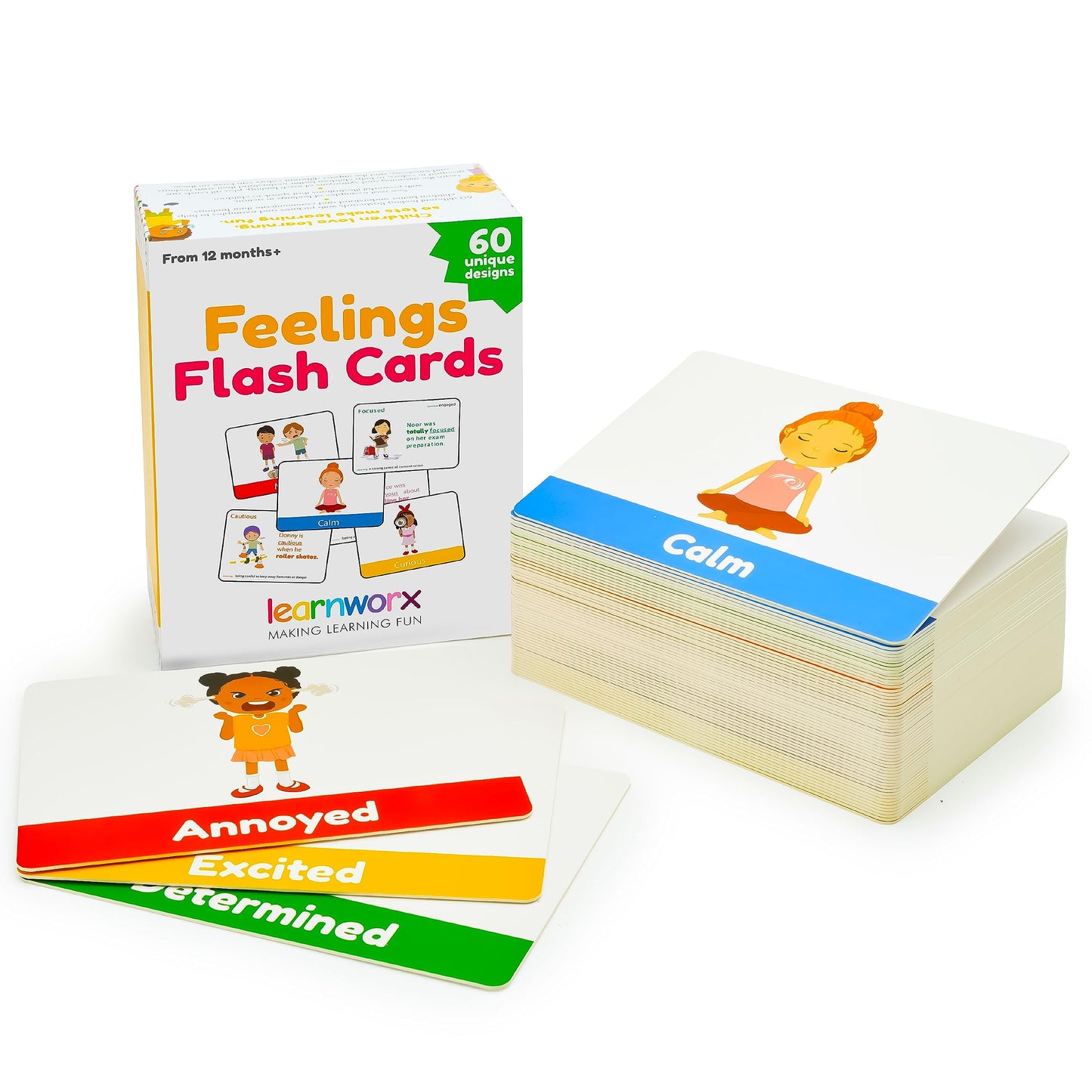 Emotion Cards for Kids, Feeling Cards Game | 60 Emotion & Feeling Flash Cards for Kids | Learn Feelings and Needs Cards | Teach Mixed Emotions & Emotional Intelligence Cards to Children & Toddlers