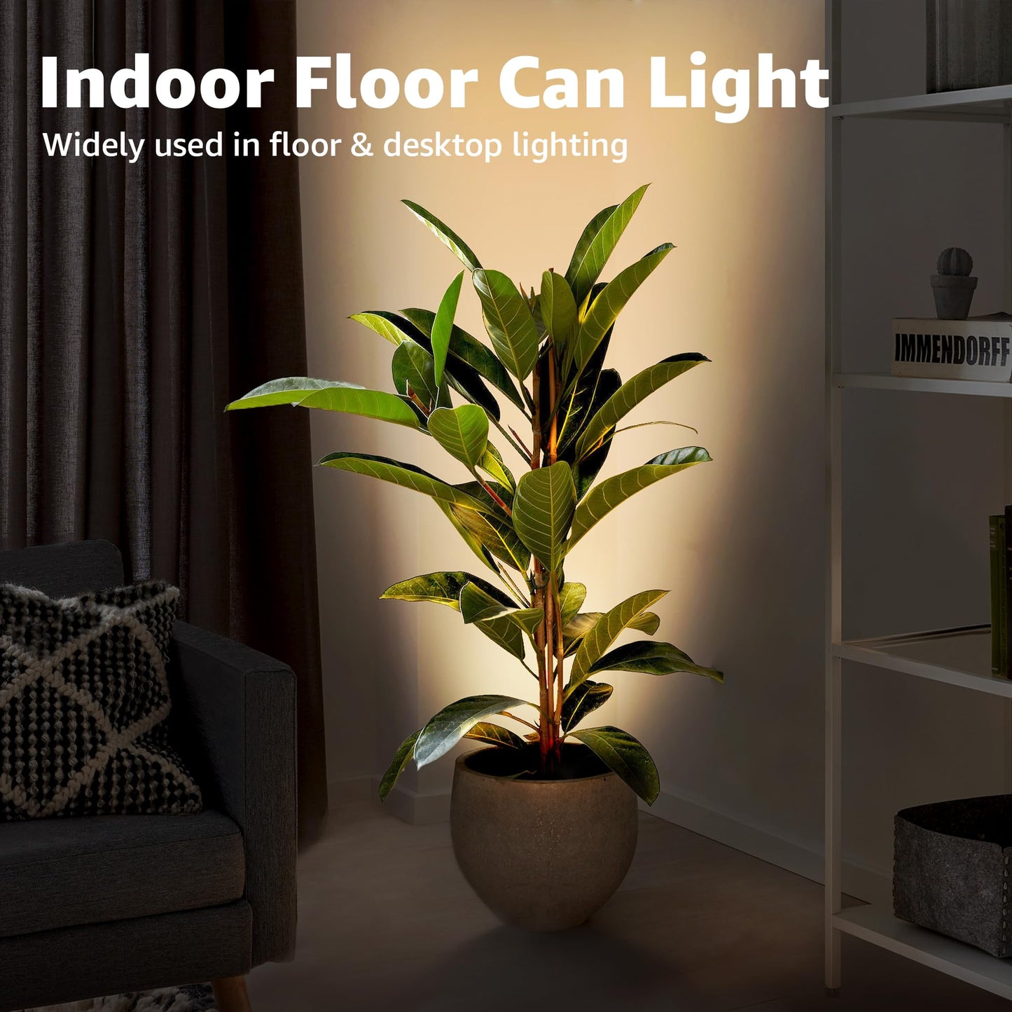 SUNVIE Uplighting Indoor Floor Spot Light, 2 Pack, 5W GU10 LED Bulbs, 5.9 FT Cord, White, Model FCL02W02