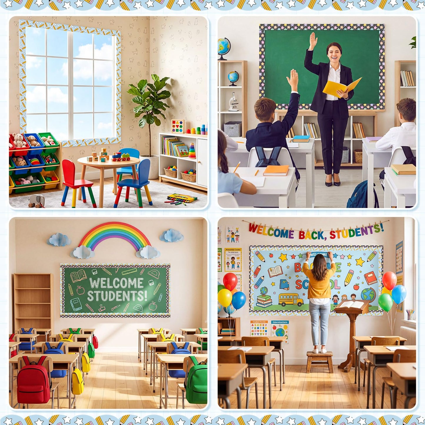 Trandraft 2 Rolls 65.6ft Composition Pencil Bulletin Board Decorations Back to School Classroom Decor Bulletin Board Borders Strips for School Themed Classroom Chalkboard Office Party Decoration
