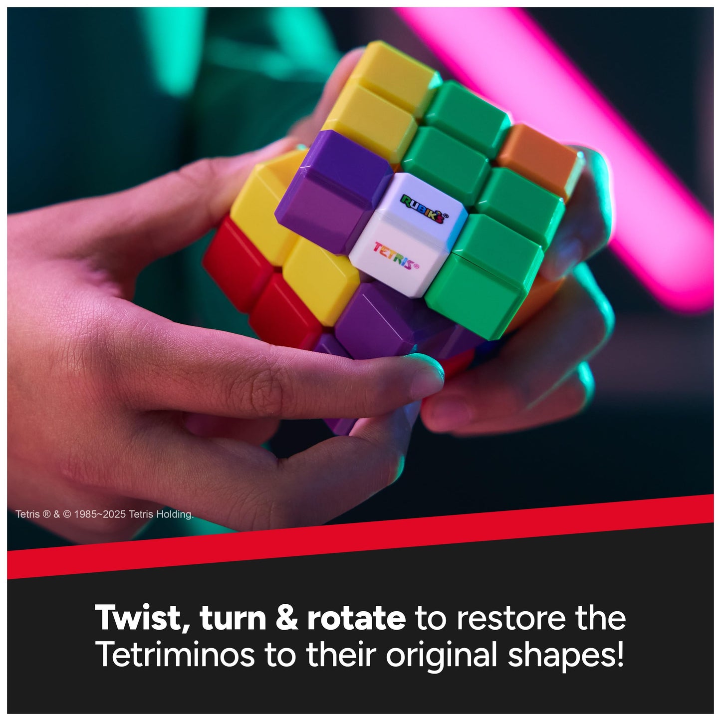 Rubik’s Cube, Tetris Cube, Solve for Classic Tetris Tetriminos, Brain Teaser Puzzle for Adults, Problem-Solving Brain Teaser, Color-Matching Puzzle, Fidget Toy, for Ages 8 & Up