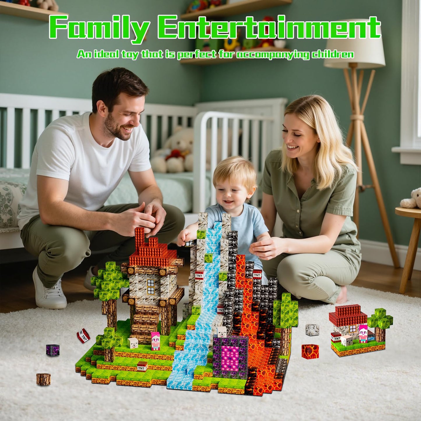 Petenjoy Magnetic Blocks Minecraft-Style Magnetic Building Blocks Cubes - 126PCS 1 inch Magnet Toys Set STEM Educational for Kids Ages 4-8 6-8 8-12 Year Old Boys Girls Birthday Christmas