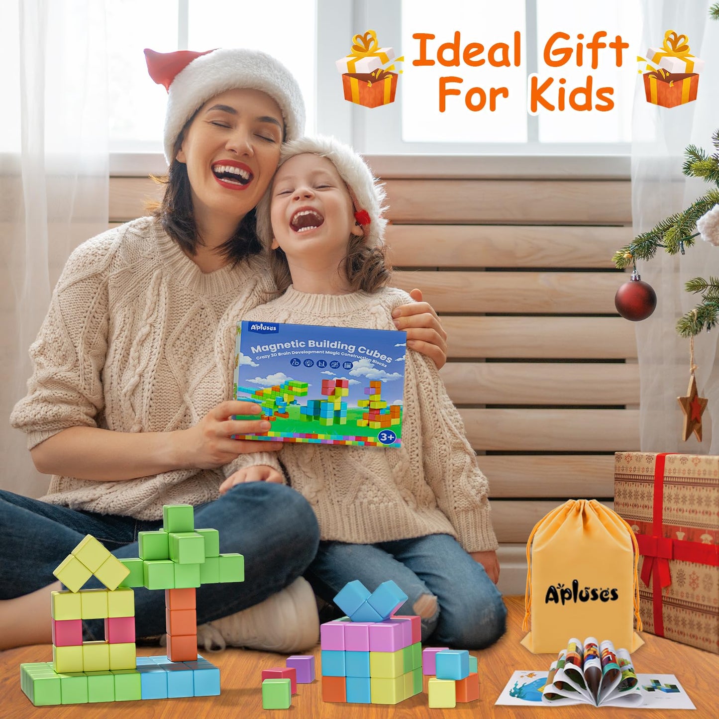 Apluses 104PCS Magnetic Blocks, Essential Creative Learning Toys for Kids | Preschool Montessori Sensory Autism-Friendly Magnet Toys for Boys and Girls Ages 3-6