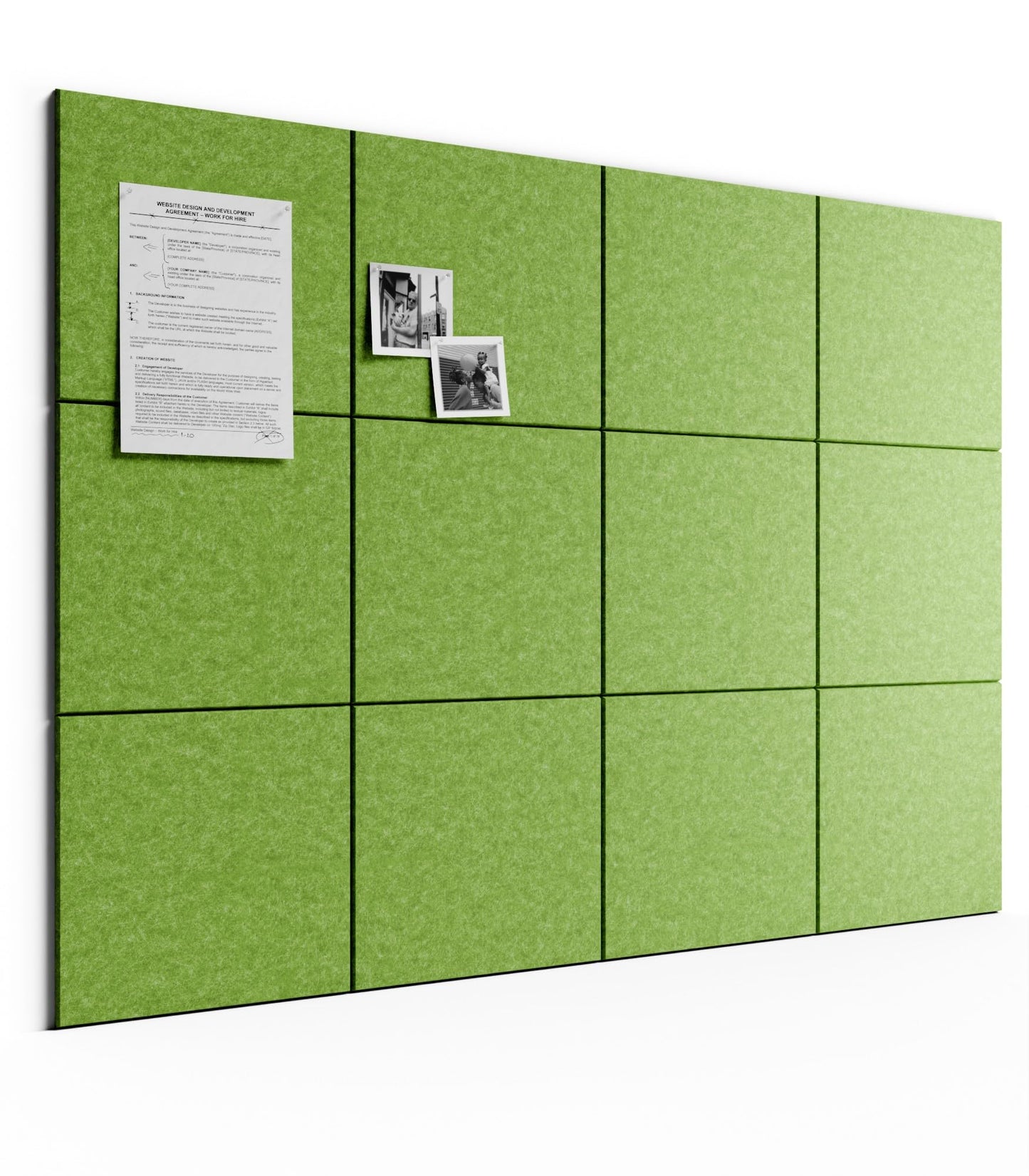 Bumusty Large Cork Board 48" x 36" Alternative - 12 Pack Felt Wall Tiles with 70 Safe Removable Adhesive Tabs, 30 Pushpins, Cork Boards for Walls Pin Board Bulletin Board Office Decor (Kelly Green)